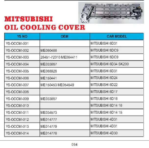 Engine Oil Cooler for Mitsubishi 6D14 6D16