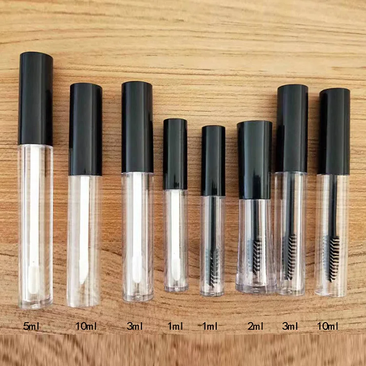 Custom Little 3ml 4 ml 5ml Empty Black Caps Lip Gloss Tube Vendor Private Label 4ml 10ml Rounded Plastic Lipgloss Wand Tubes
