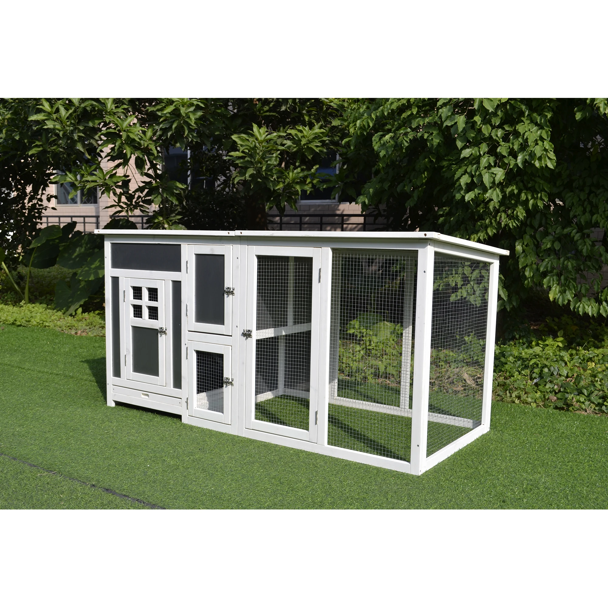 XPT041 Wooden Pet Cages Chicken Coop Grey color for outdoor farm house chicken run