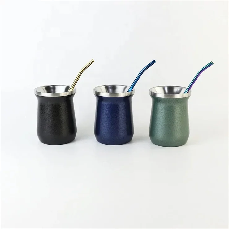 Удивительные Горячие аргентинские чашки Yerba Mate 18/8 из нержавеющей стали с двойными стенками Bombilla и соломой
