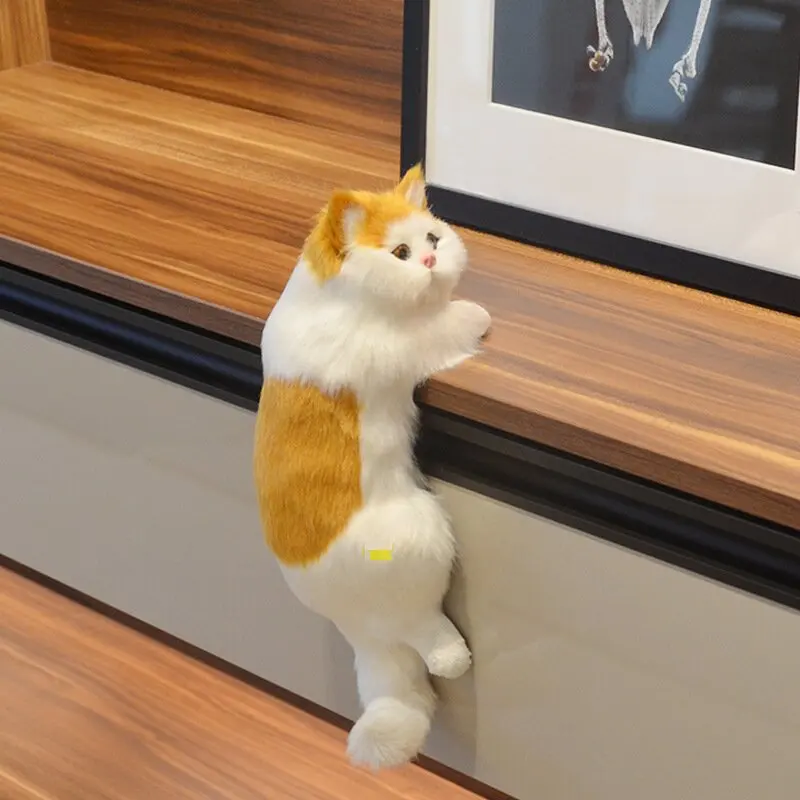 Simulation Cat Dolls Fur Lifelike Animal Product Model Desktop Fake Cat Doll Toy For Birthday Gift Home Decoration