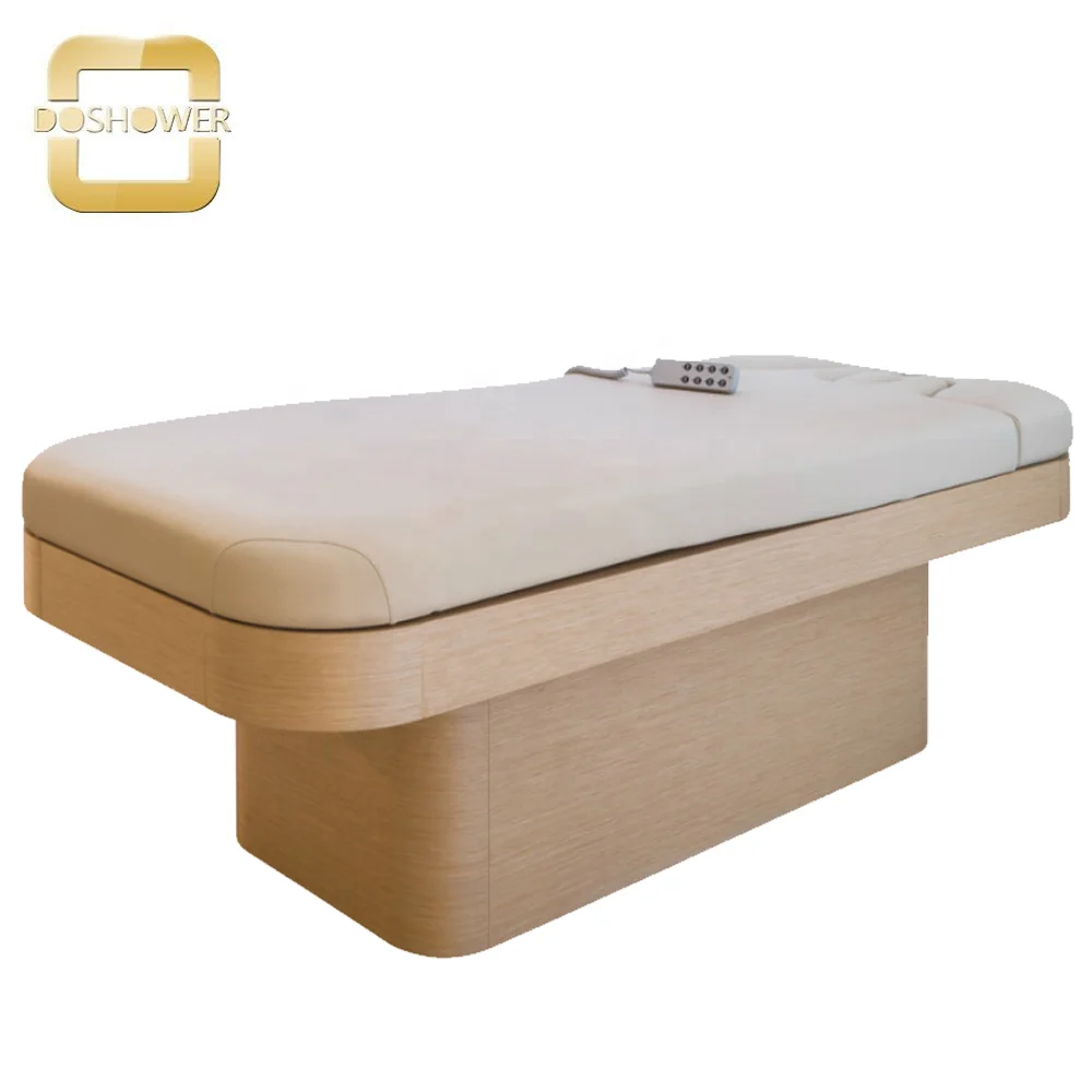 electric massage bed wooden base with headrest adjustable facial bed for spa bed massage table supplier