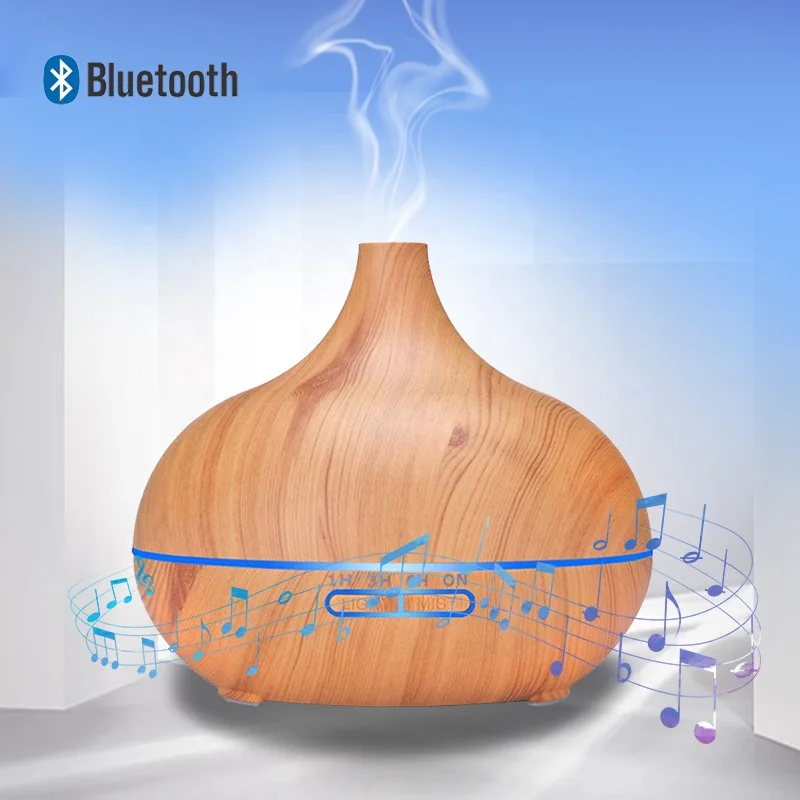 Home Decoration Wood Grain Remote Control Ultrasonic Air Humidifier Music Speaker Essential Oil Aroma Diffuser