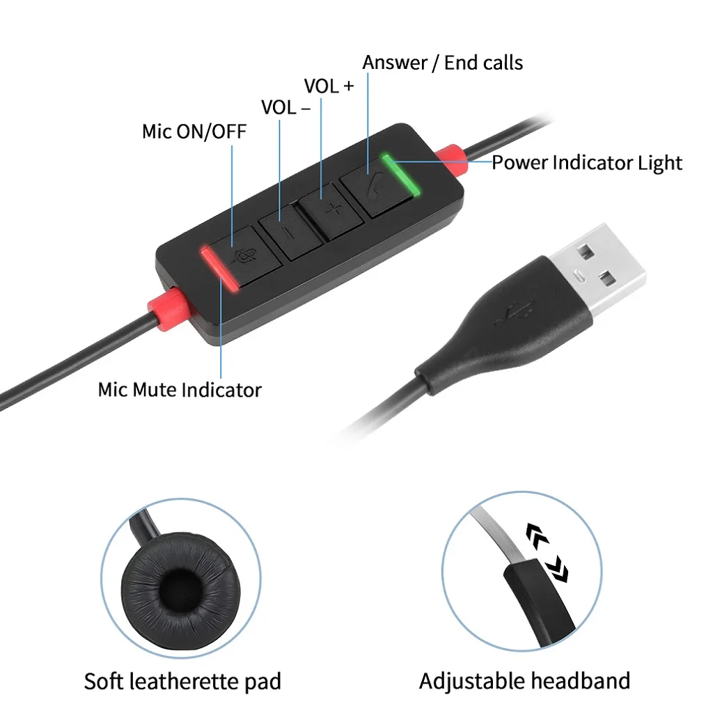  USB-гарнитура RTS с микрофоном и шумоподавлением мягкая Компьютерная гарнитура для ноутбука ПК Skype Zoom Webinar колл-центра