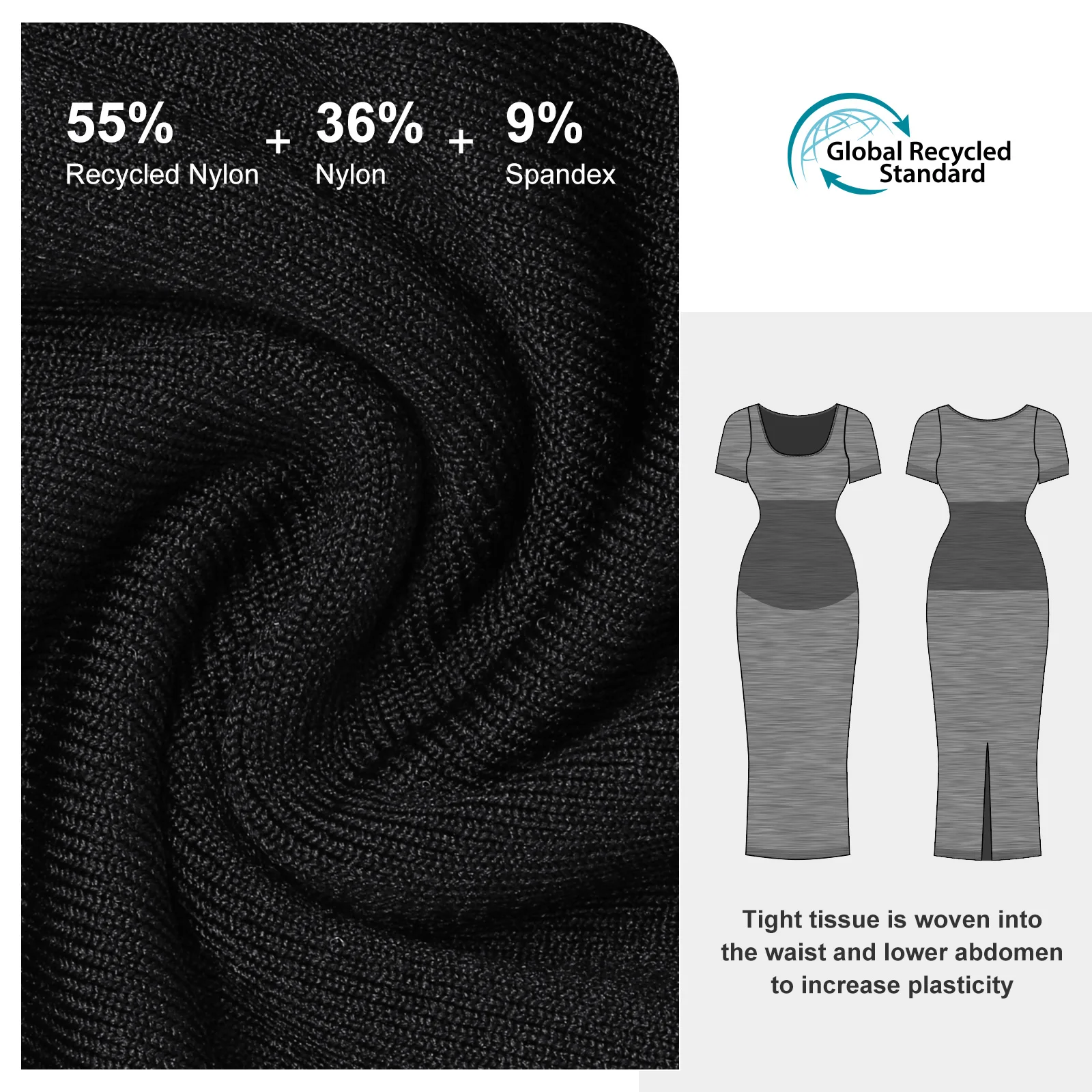 wholesale new arrival custom seamless tummy control slimming Short-sleeved square neck maxi ladies long shapewear women dresses