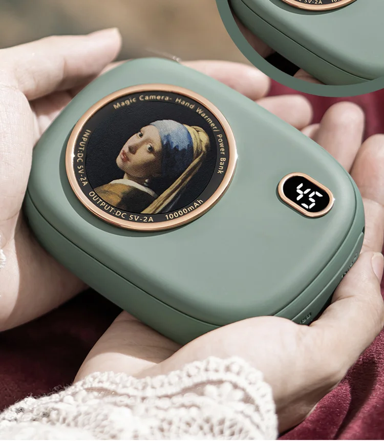 LED Digital Display Heater Winter Discolor Magic Camera Hand Heater Customized Portable Hand Warmer Power Bank