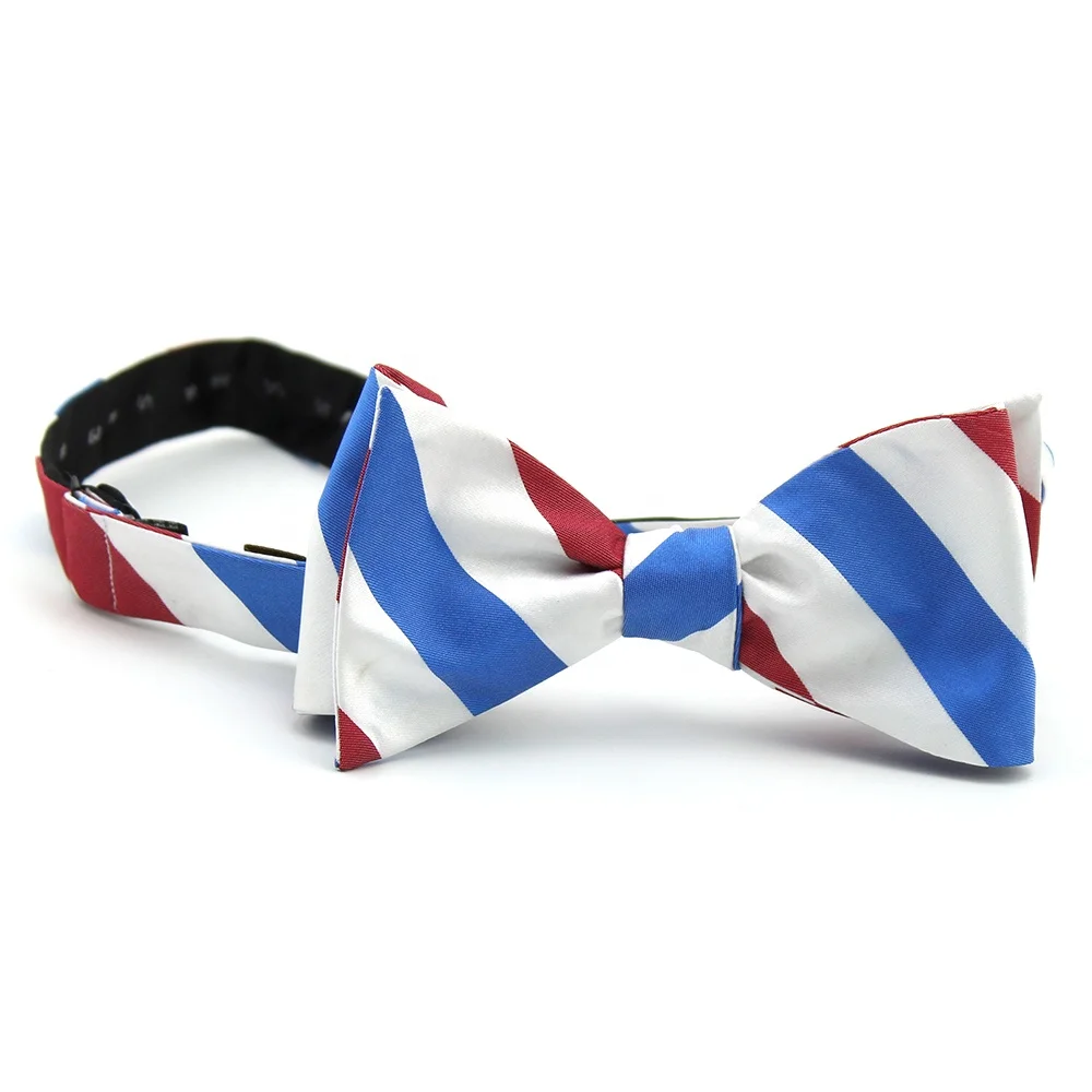 Self Tie Bow Ties For Men Preppy Look Butterfly Wholesale Blue Red College Stripe Polyester Detachable Bow Ties Manufacturers
