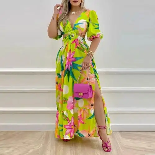 in bulk backless dress hollow printed floral clothes fashion girl summer 2022