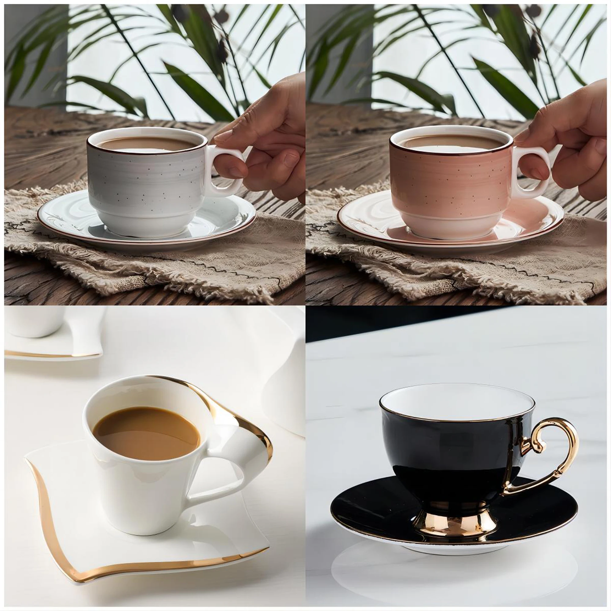 PITO Chaoan Factory White Customize Cups Wholesales Ceramic Espresso  Coffee Cups Bone China Coffee Tea Cup Set
