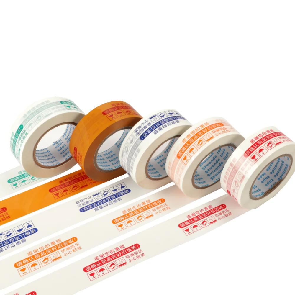 Custom Logo Transparent tape wholesale large roll warning adhesive tape express package sealing clear BOPP packing tape