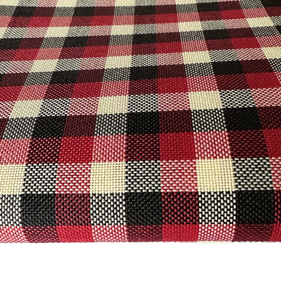 Factory Wholesale 100% Polyester Yarn Dyed Fabric Black Red Yellow Plaid Pattern Bags Table Cloth Soft Woven Textiles Home
