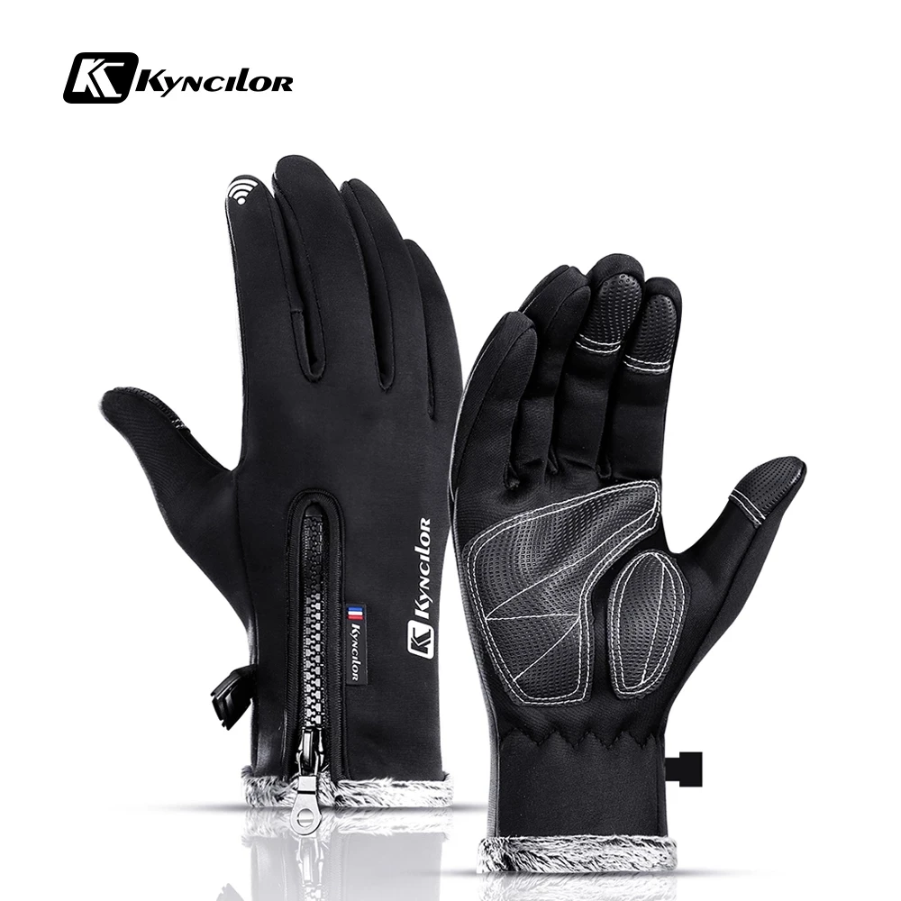 Cycling Gloves Winter Waterproof Anti-skid Velvet Riding Motorcycle Gloves Hiking Full Finger Warm Cycling Gloves