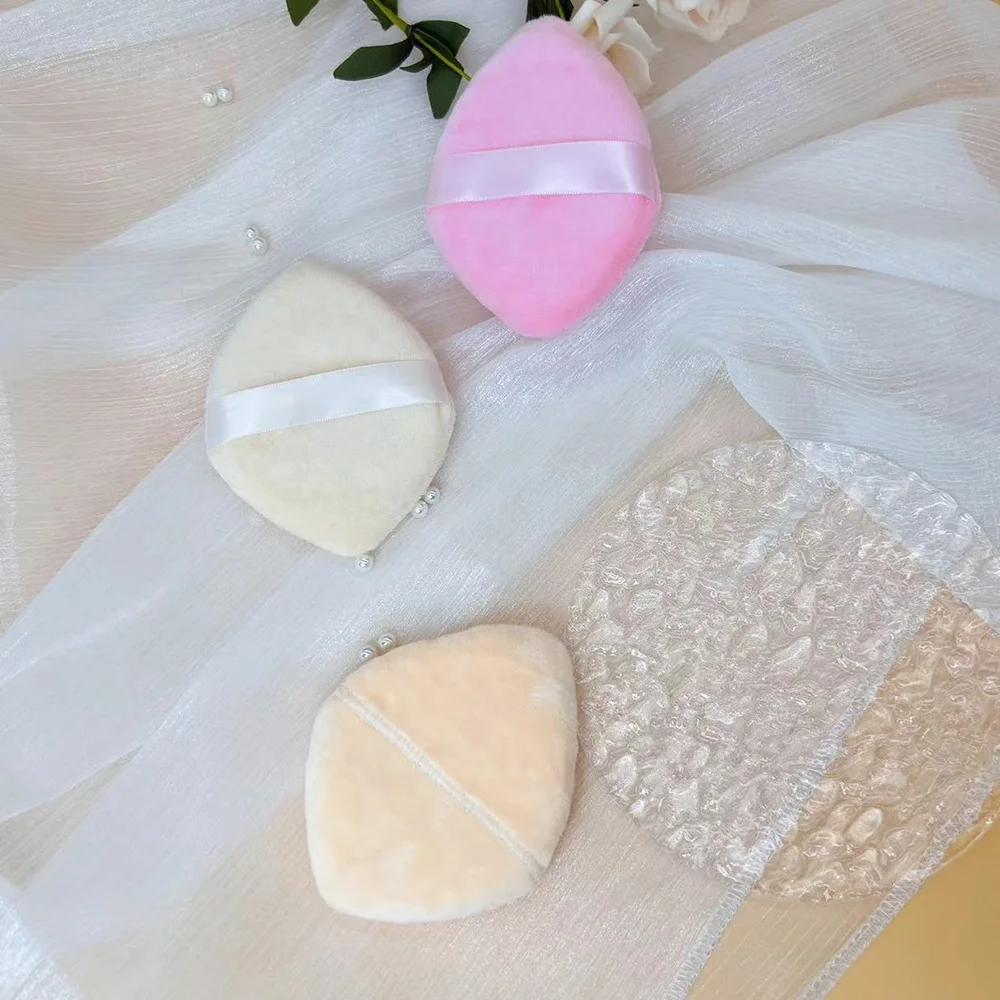 Luxury Diamond Shape Makeup Powder Puffs with Finger Pocket Private Label Large Nude Powder Sponges Custom