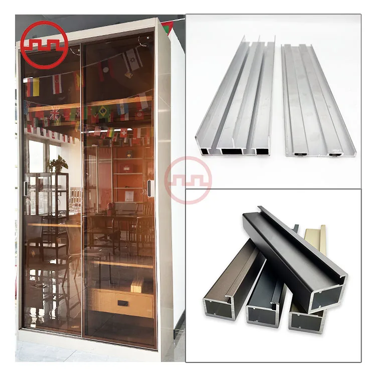 Wooden wardrobe sliding door cabinet aluminium profile for glass door for garderobe