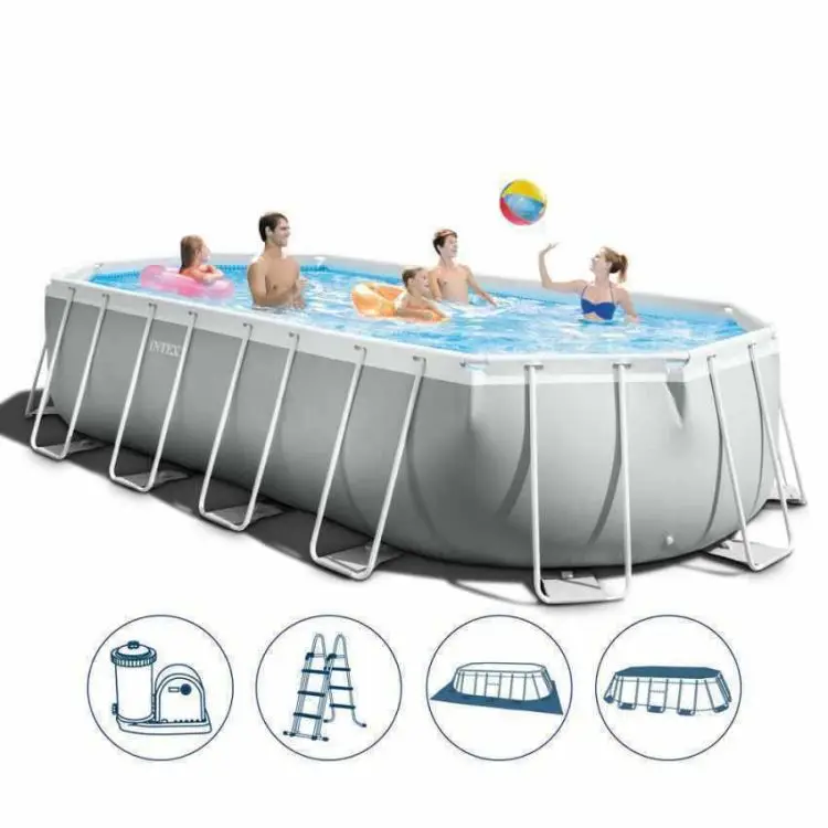 Овальный комплект для бассейна Intex 26796 16 5x9x48 дюймов с призматической рамой взрослых