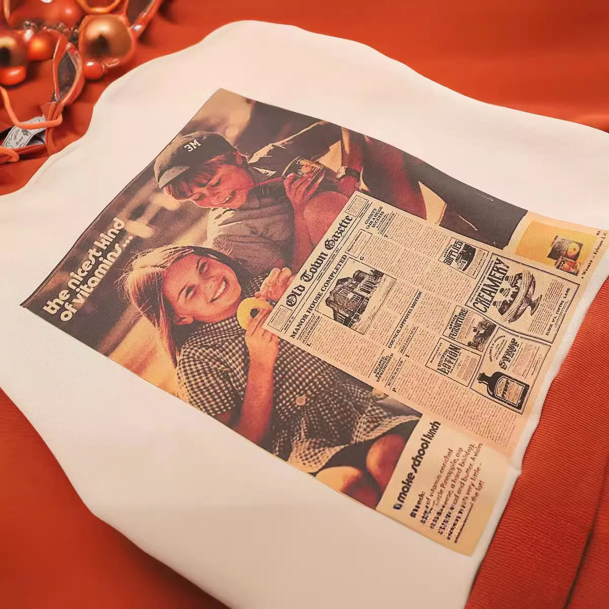 Digital direct print hoodie jumper custom fashion cotton hoodie for men and women off shoulder red orange rope coat