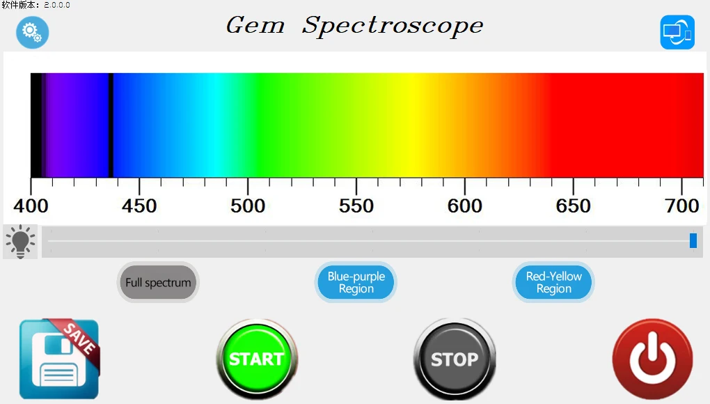 Fable Desktop Electronic digital Gem Spectroscope with screen showing results scale range from 400 to 700nm