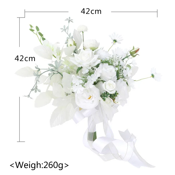 SPH023 Silk Flower Bouquet White Rose Peony Bridal Bouquet Wedding Flowers For Bride Bridesmaids Wedding