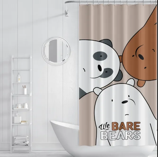 Cartoon Design Home Decors 100% Polyester Bath Shower Curtain Fabric Woven Plain shower curtains