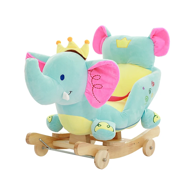 Bee Elephant Wooden Animal Plush Wing Toys Rocking Horse with Wheel England Knight Rocking Horse Toys Ride on Toy
