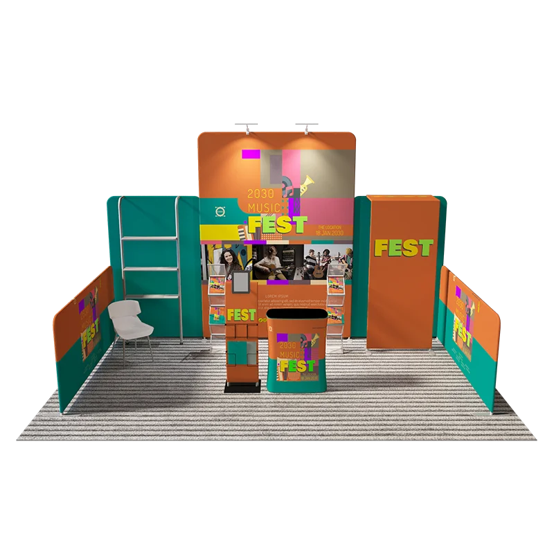 Portable Tradeshow Displays 10X10ft Trade Show Exhibition booth with shelves for advertision