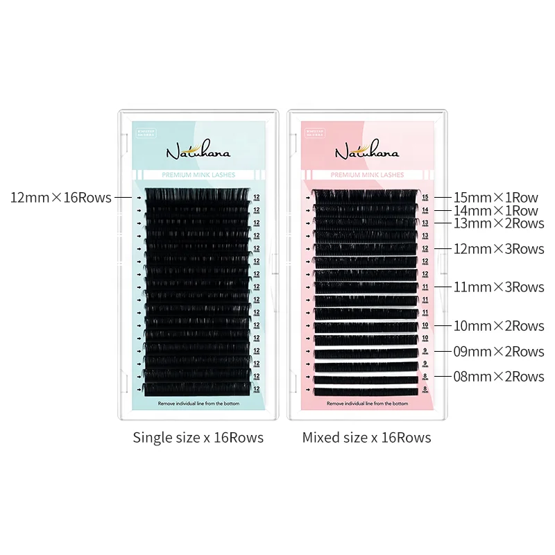 Best Quality Dark Black False Lashes NATUHANA Individual D Curl Mink Eyelash Extensions Products