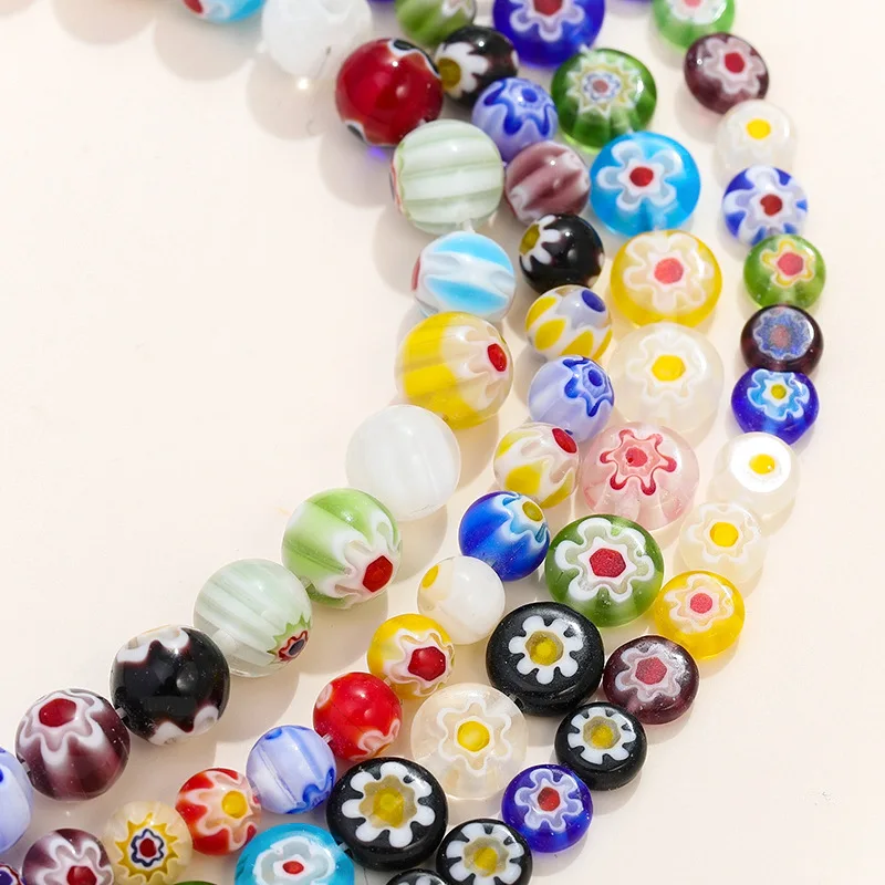 Hot sale Round flower shape thousand flower glass pattern loose beads for accessories