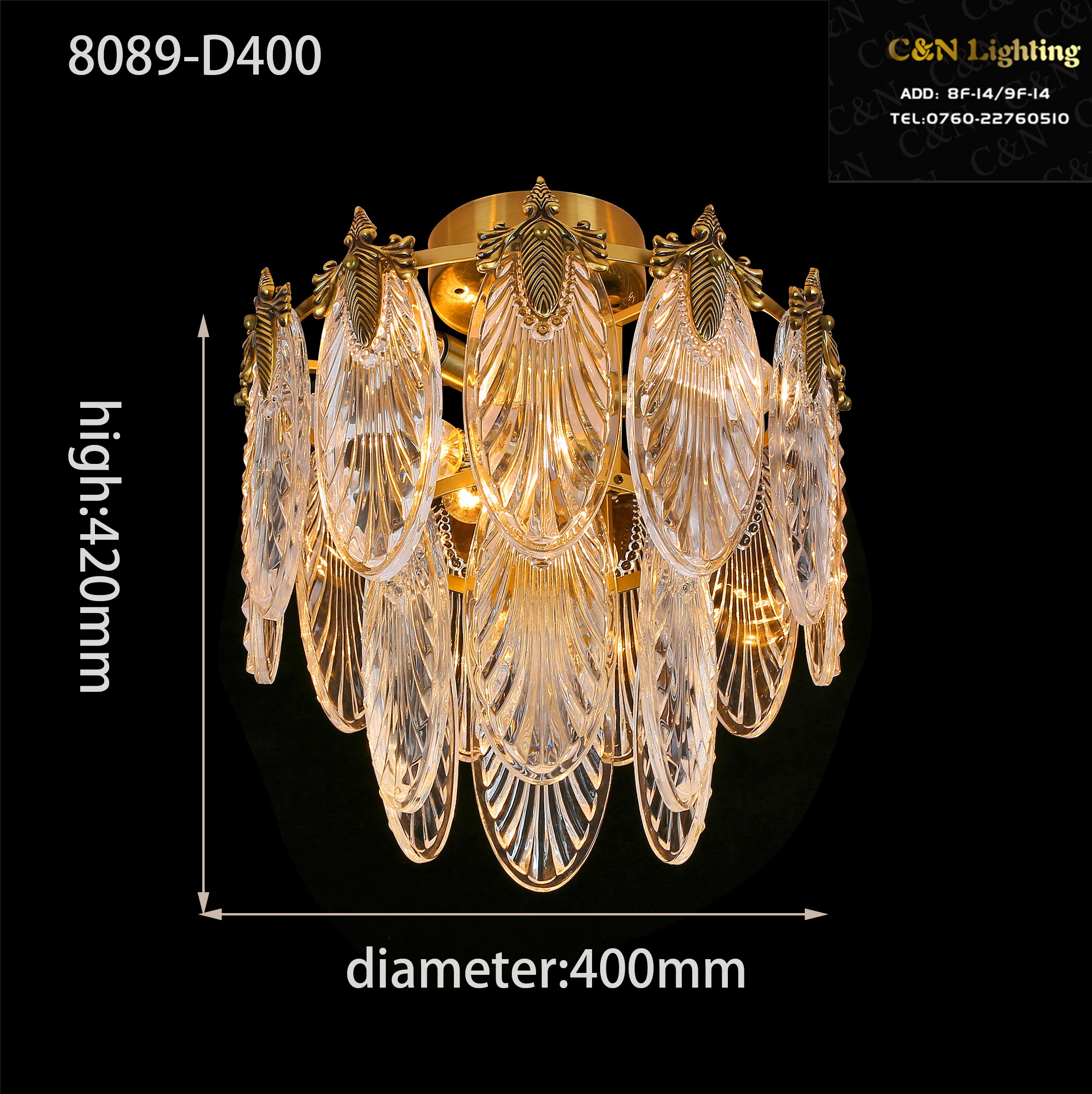
Explosions fan leaf crystal chandelier for indoor use 
