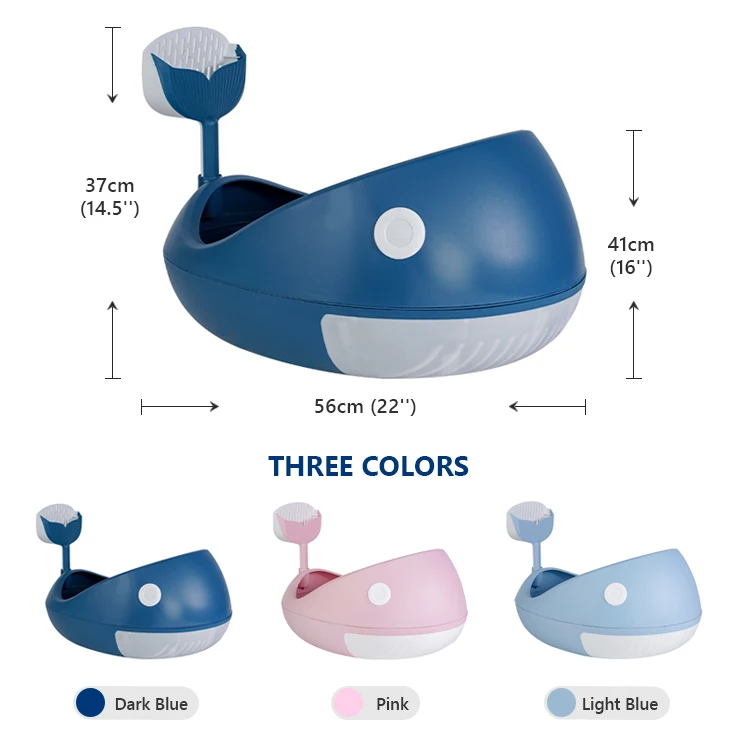 Wholesale Portable Washable Cat Litter Sand Box Hidden Cleaning Whale Cats Litter Box Toilet