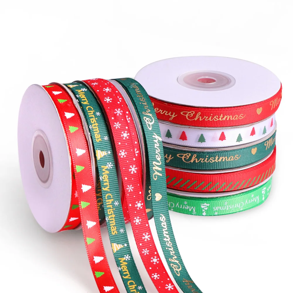 Custom Printed Ribbons Rolls Wrapping Paper Box Packaging Bow Christmas Decorative Gift Satin Ribbon Roll