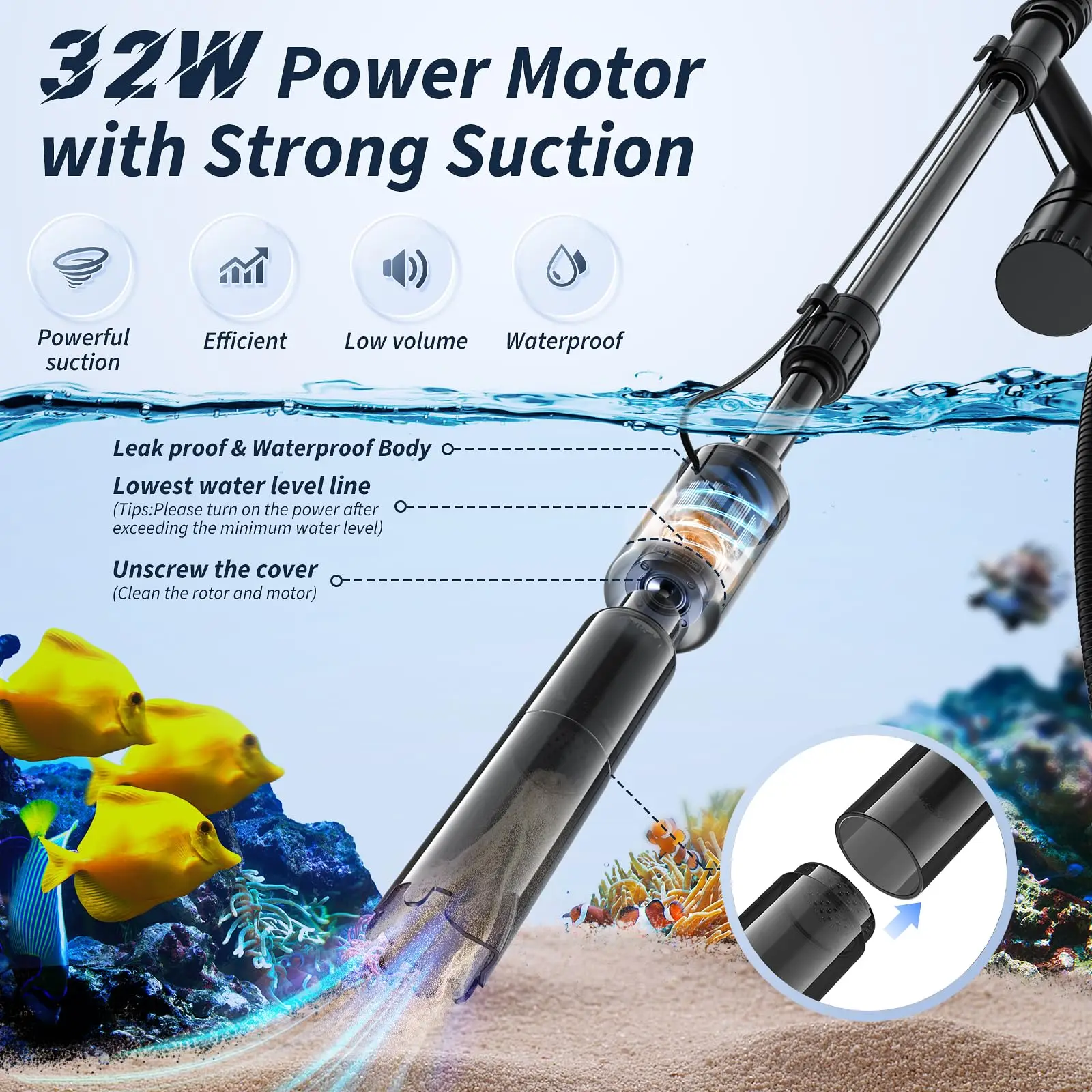ZMaker New Electric Fish Tank Cleaner Adjustable Water Flow Aquarium Cleaner Kit Aquarium Gravel Cleaner