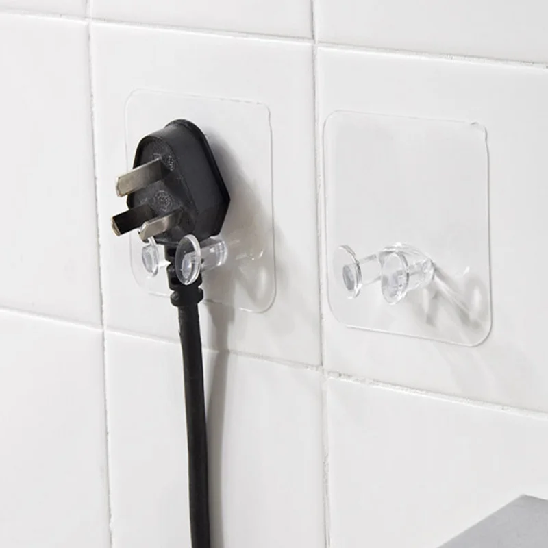 Strong Adhesive Plug Hooks Without Nails Multi Purpose Transparent Plastic Hooks Waterproof Oilproof for Best for Smooth Surface