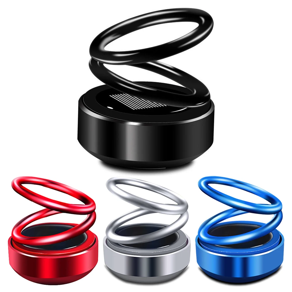 Освежитель воздуха на солнечной энергии для автомобиля, освежитель воздуха с двойными кольцами, вращающаяся подвеска, украшение для приборной панели, автомобильный диффузор, парфюм