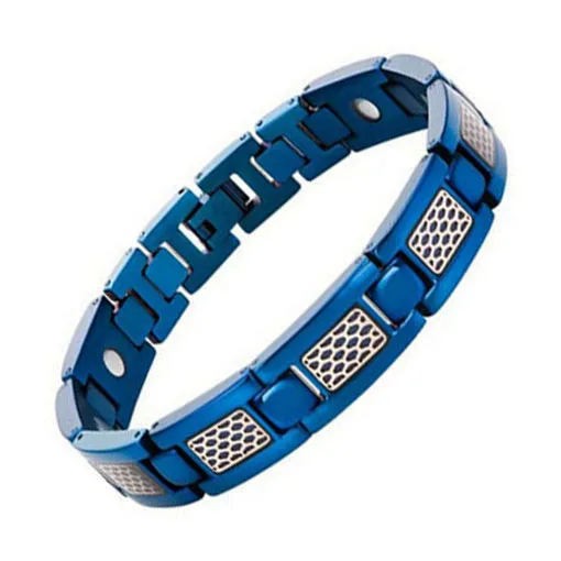 Mens Black Plated Magnetic Stainless Steel Bracelets