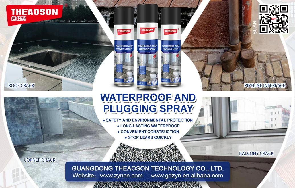 THEAOSON 450ml Upgraded Waterproof Seal Leak Repair & Sealant Spray for Bathroom Tile Waterproof Coating Exterior Wall Roof