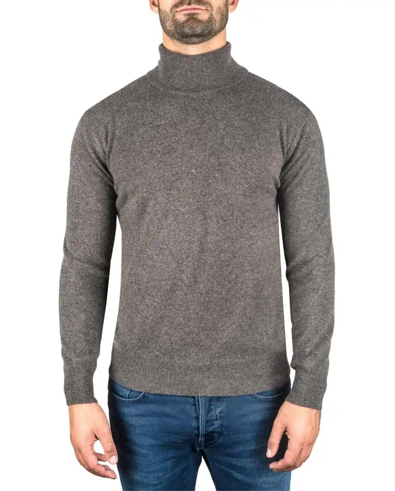 Wholesale Custom Autumn Winter Knitted Pure wool  Soft Men Turtleneck Chunky 100% Cashmere sweater man