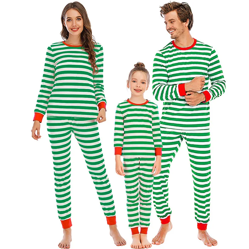 Winter Men Women Kids Outfits Casual Homewear Children Two Piece Pajama Set Family Nightwear Cotton Christmas Pyjama Sleepwear