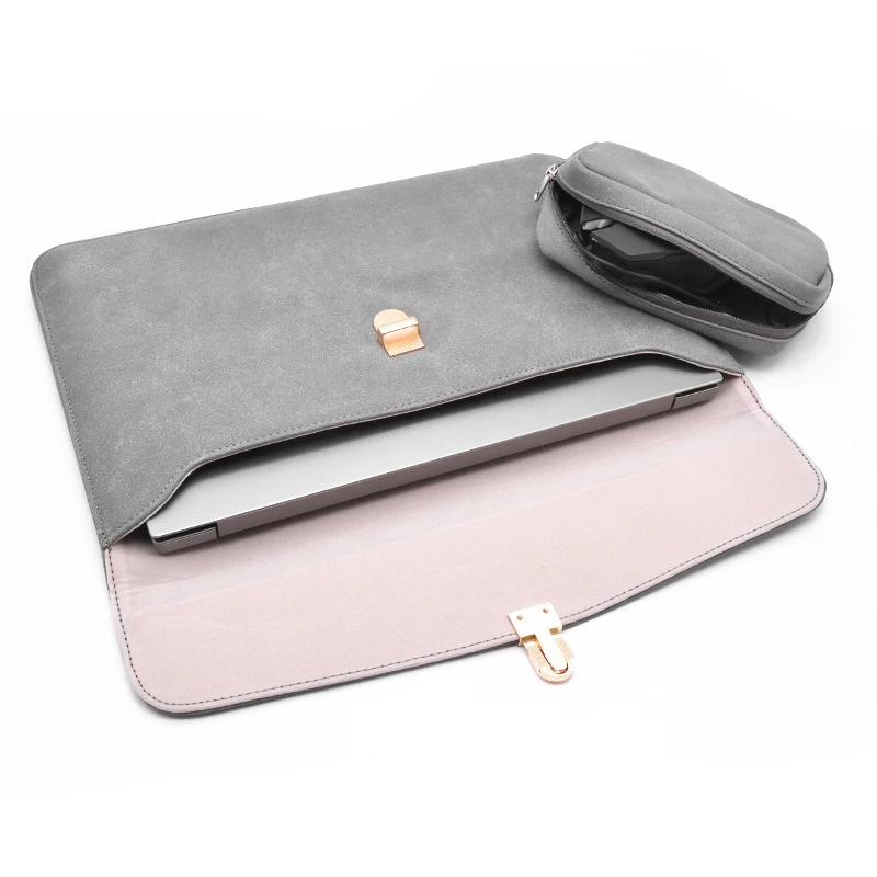 Ultra Slim Flap Style Waterproof Faux Suede Vegan PU Leather Protective Case 13 Inch Laptop Sleeve Case For MacBook Pro Air