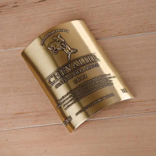 Custom Stamping Aluminum 3D Emblem wine bottle metal logo sticker metal Badge Label Metal Nameplate