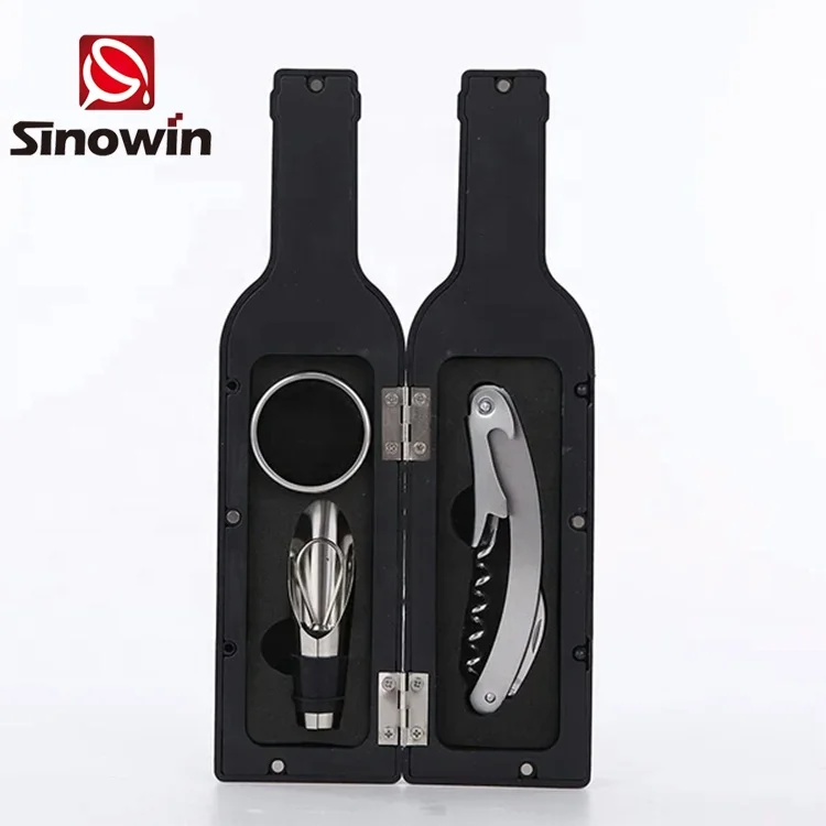 Amazon Hot Selling Bottle Shaped Stainless Steel Bottle Shaped Wine Gift Set