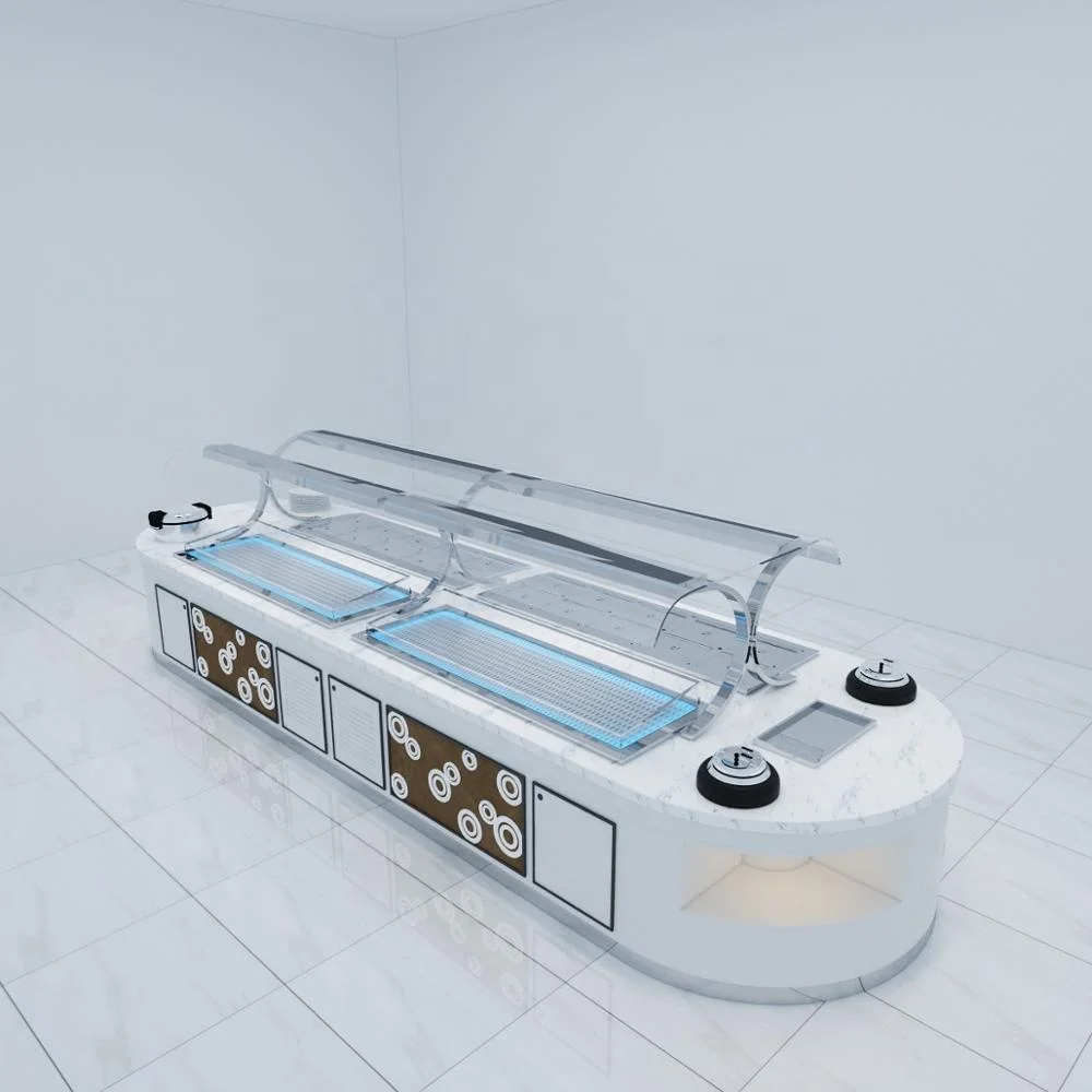 commercial restaurant luxury salad bar refrigerator ship boat type cold & warm modern hotel sushi buffet counter equipment