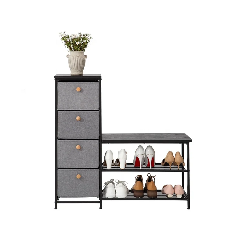 GMJ 50% Discount Shoe Storage Bench Shelves Entryway Organizer Rack Cabinet 3 Drawers with Shoe rack stool