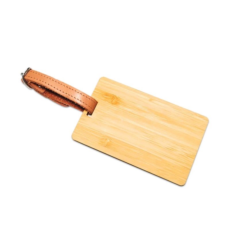 Wholesale Reusable Blank Wooden Name ID Travel Baggage Tag Bamboo Luggage Tag