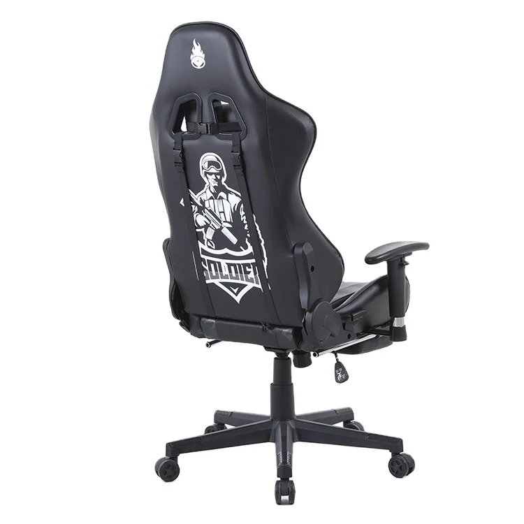 
OEM black customized logo gaming chair with footrest 