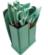 19 PCS Wood Handle Kitchen Silicone Cooking Utensils Set Heat Resistant Nonstick Cookware With Storage Bucket