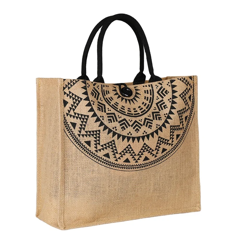 Wholesale Hot sale New Style Eco Recycle Natural Foldable Reusable jute fashion bag jute burlap bag printing with logo