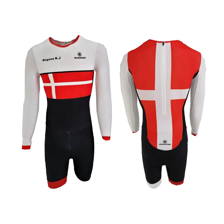 Roadstar custom inline roller  skating suits three back open zipper pocket skating skin suit