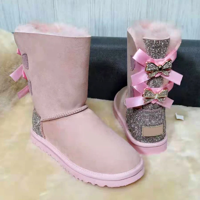 Factory Direct Wholesale Hot Selling Fashionable Luxury Sheepskin Outdoor Middle Boots Woman Winter Snow Boots Winter SnoW Boots