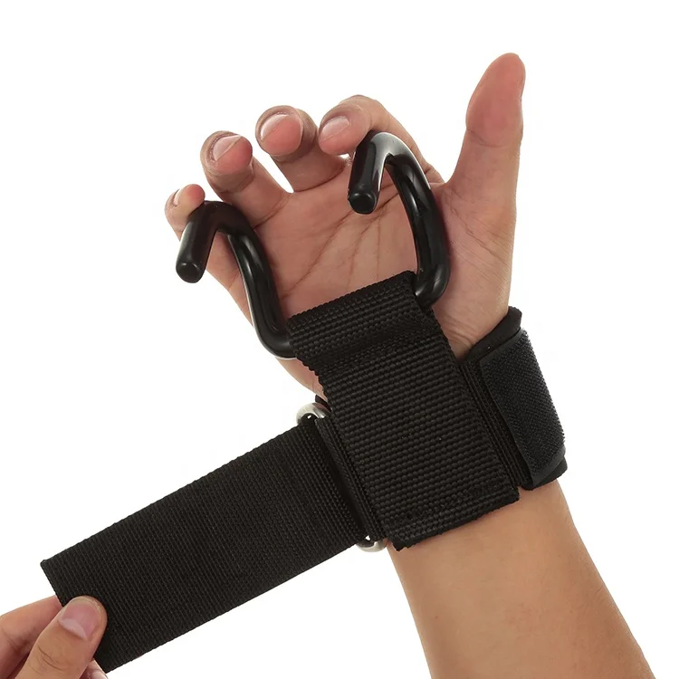 Weightlifting Hook Training Gym Grips Straps Bandage Gloves Fitness Steel Hand Bar Hooks