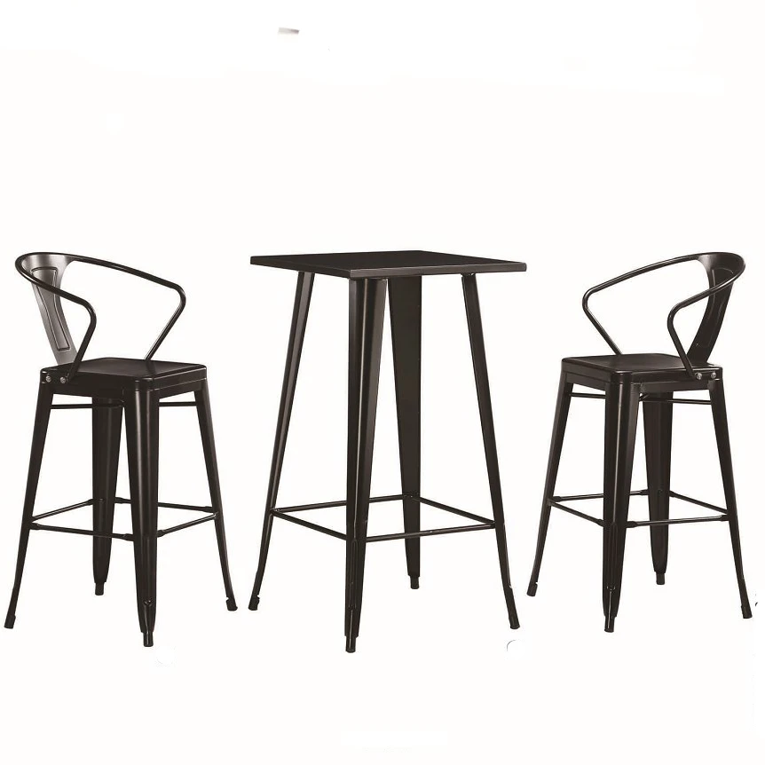 
Free Sample Cheap Price Bar Furniture Set Wholesale, Iron Legs Elm Desktop Bar Table, Bar Table And High Stool Chairs Sets 